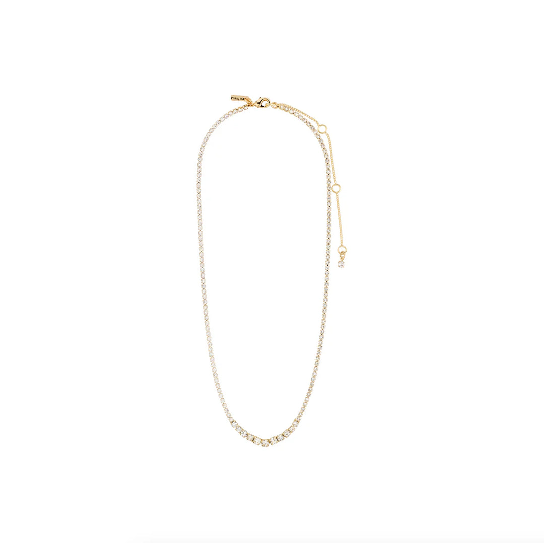 Sky Tennis Crystal Necklace - Gold