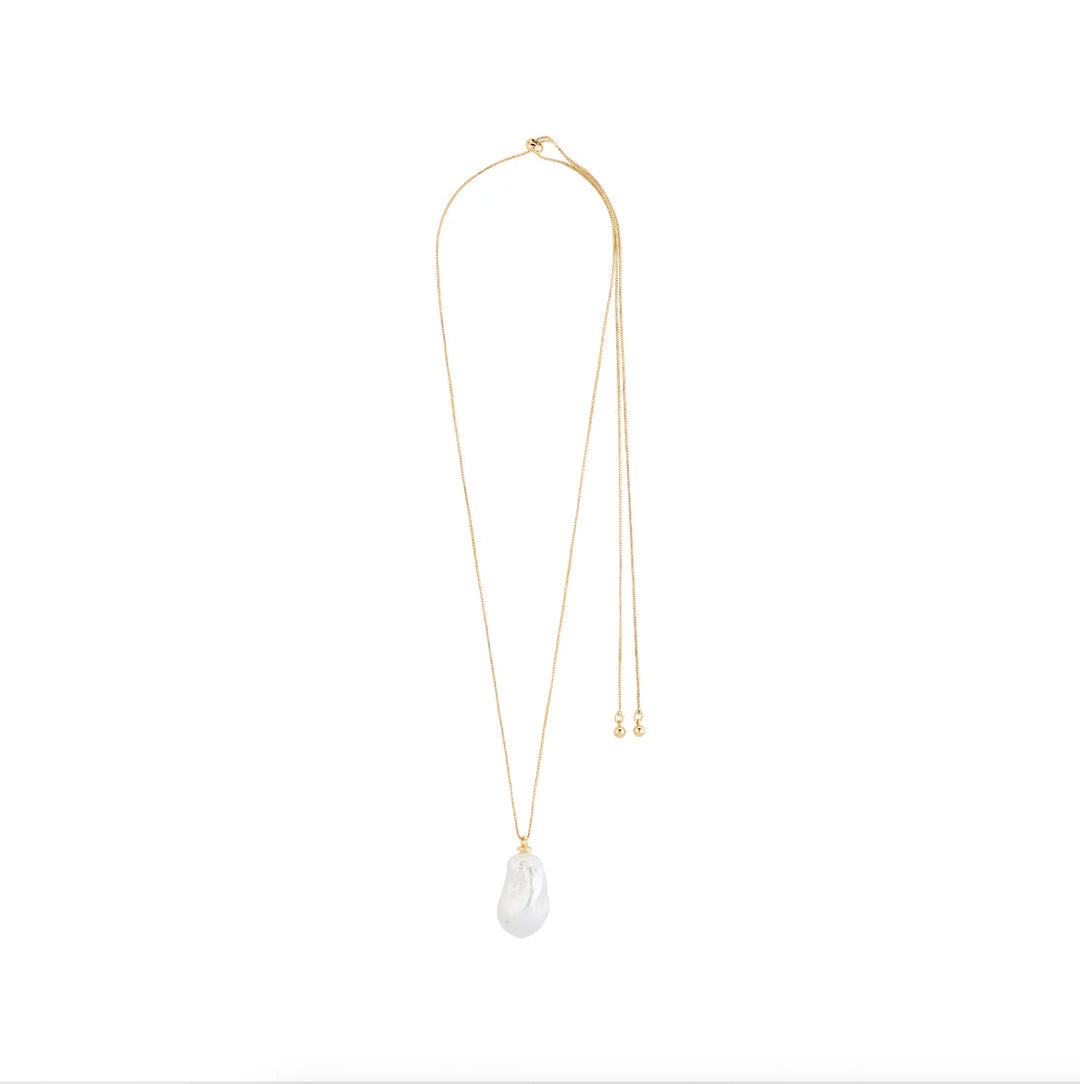 Sky Chunky Pearl Pendant Necklace - Gold