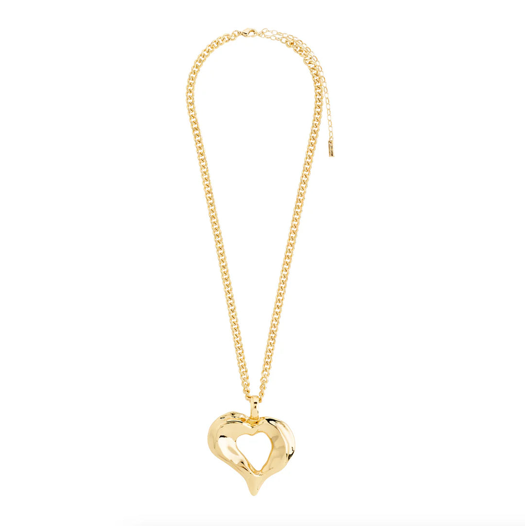 Tide Recycled Chunky Heart Pendant Necklace - Gold