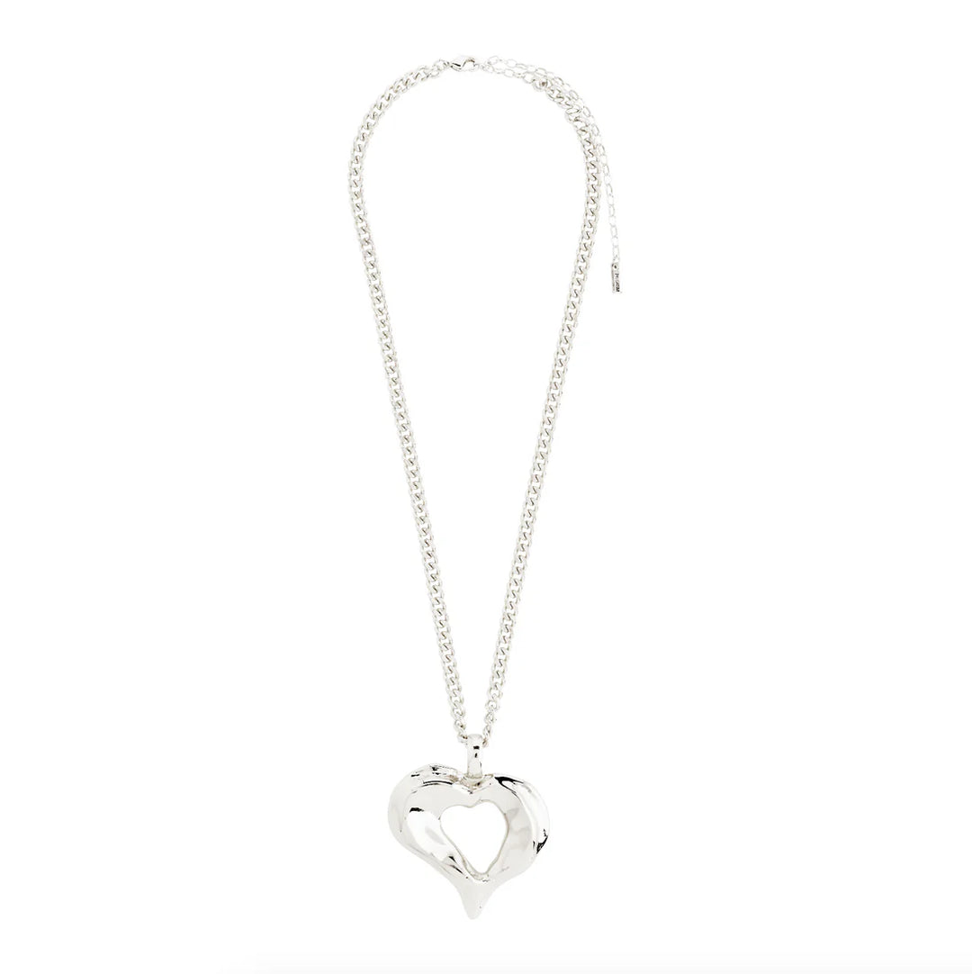 Tide Recycled Chunky Heart Pendant Necklace - Silver