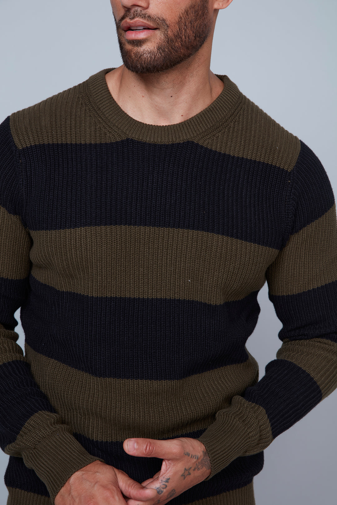 Midtown Striped Knit Sweater - Olive